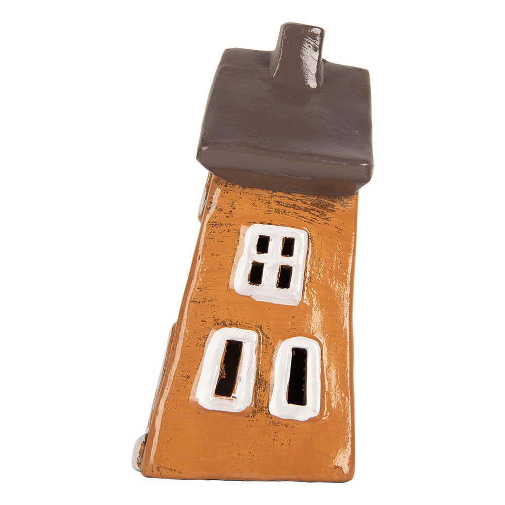 Waxinelichthouder Huis 16x11x22 cm Oranje Keramiek