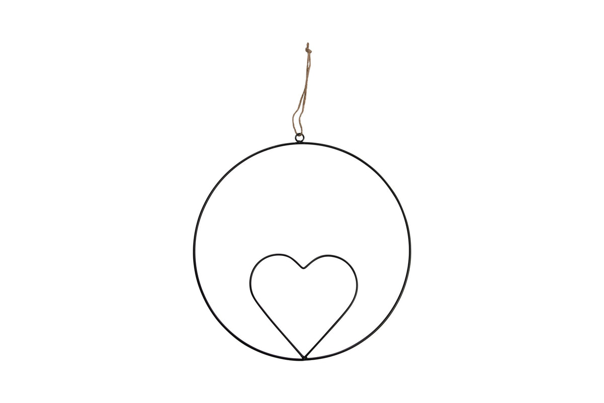 Metaalring met hart 35/17cm zwart