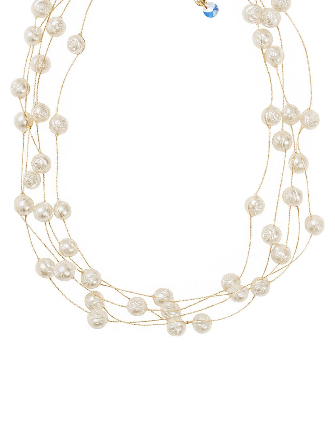 Vergulde ketting met kralen en kralen – mode-sieraden – legering en parel – lengte 38,2 cm