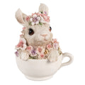 Beeld Konijn 15 cm Grijs Roze Polyresin beeld decoratie