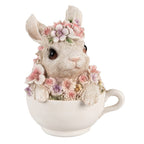 Beeld Konijn 15 cm Grijs Roze Polyresin beeld decoratie