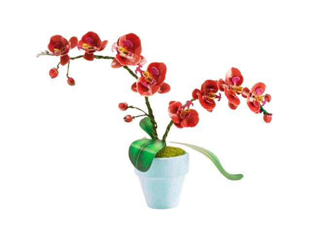 Bouwpakket 3D Model DIY Vlinderorchidee in Pot- gekleurd- metaal