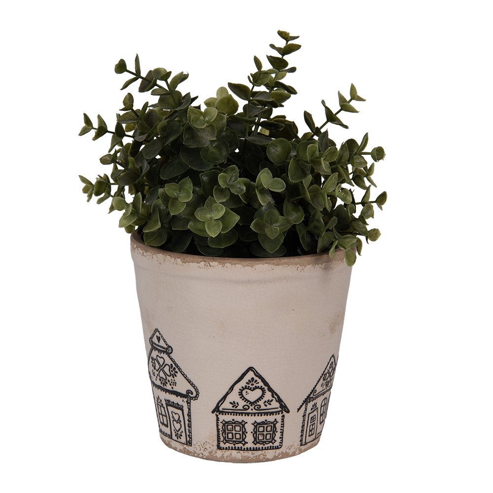 Bloempot Ø 15x14 cm Beige Keramiek Gingerbread house