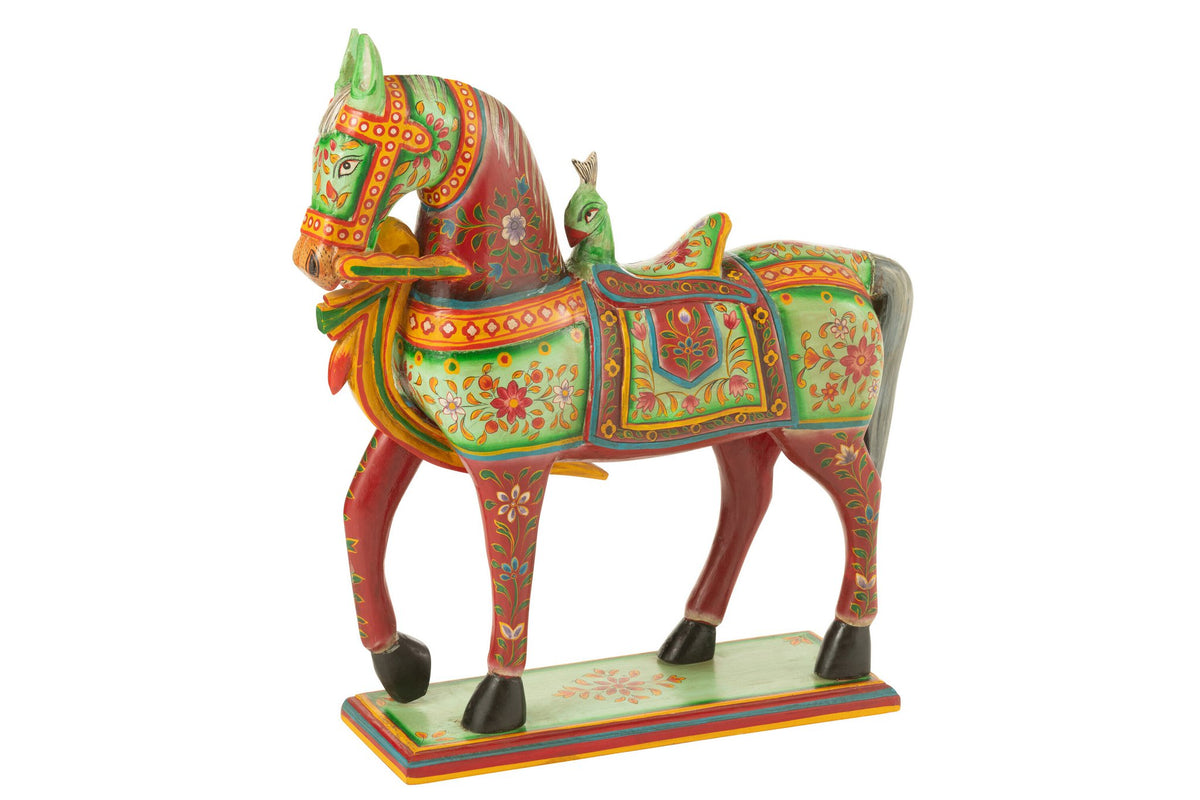 J-Line decoratie Paard Op Staander Mumbai - hout - mix