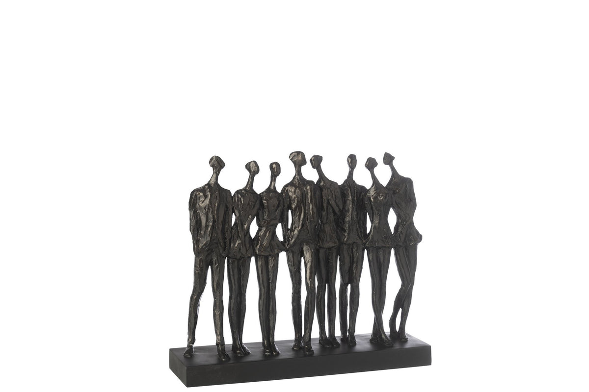 J-Line decoratie Figuur Op Voet 8 Mensen - polyresin - zwart - S