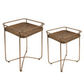 Bijzettafel Set van 2 38x38x53 cm Goudkleurig Metaal Sidetable