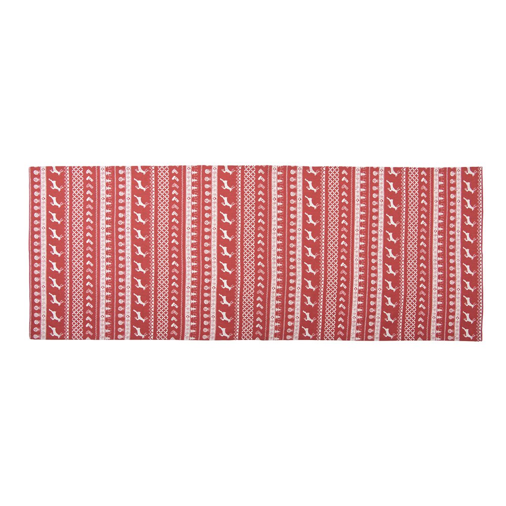 Tafelloper 50x140 cm Rood Katoen Hert