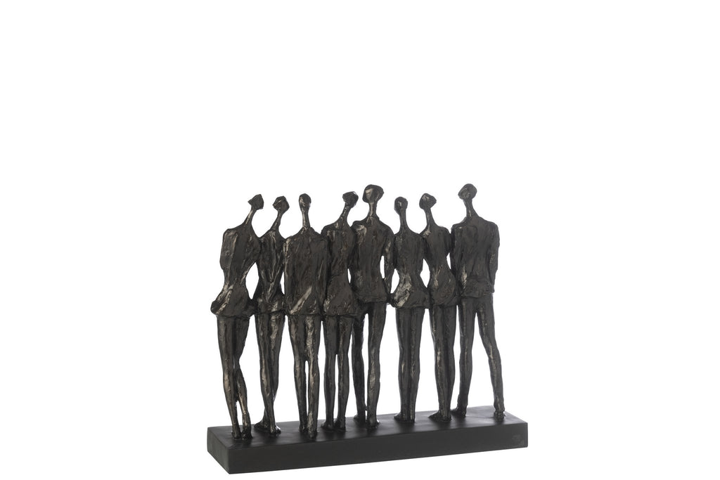 J-Line decoratie Figuur Op Voet 8 Mensen - polyresin - zwart - S