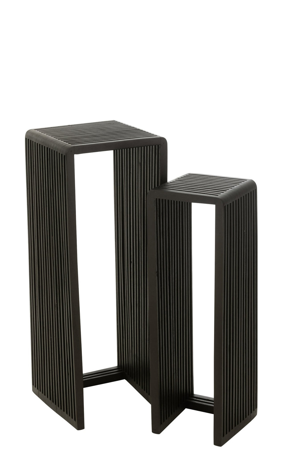 J-Line bijzettafel Kubus - hout - zwart - set van 2