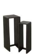 J-Line bijzettafel Kubus - hout - zwart - set van 2