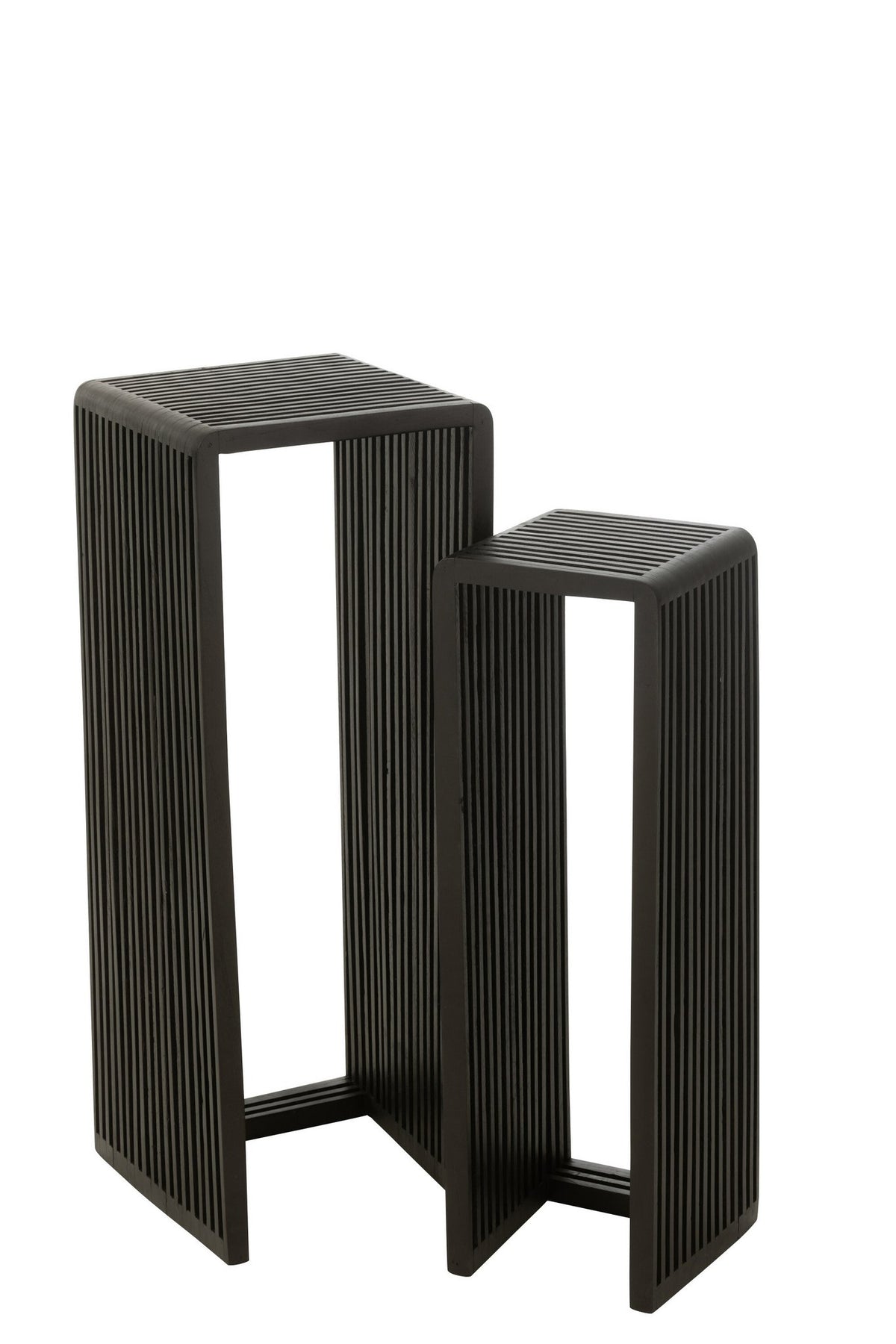 J-Line bijzettafel Kubus - hout - zwart - set van 2