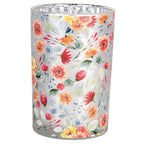 Theelichthouder Ø 12x18 cm Grijs Glas Bloemen