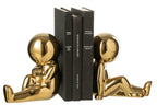 J-Line boekensteun Marcel - polyresin - goud - set van 2