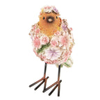 Beeld Vogel 7x10x12 cm Roze Polyresin Bloemen