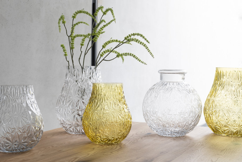 J-Line vaas Nox Geslepen - glas - geel - small - 22.5 cm hoog