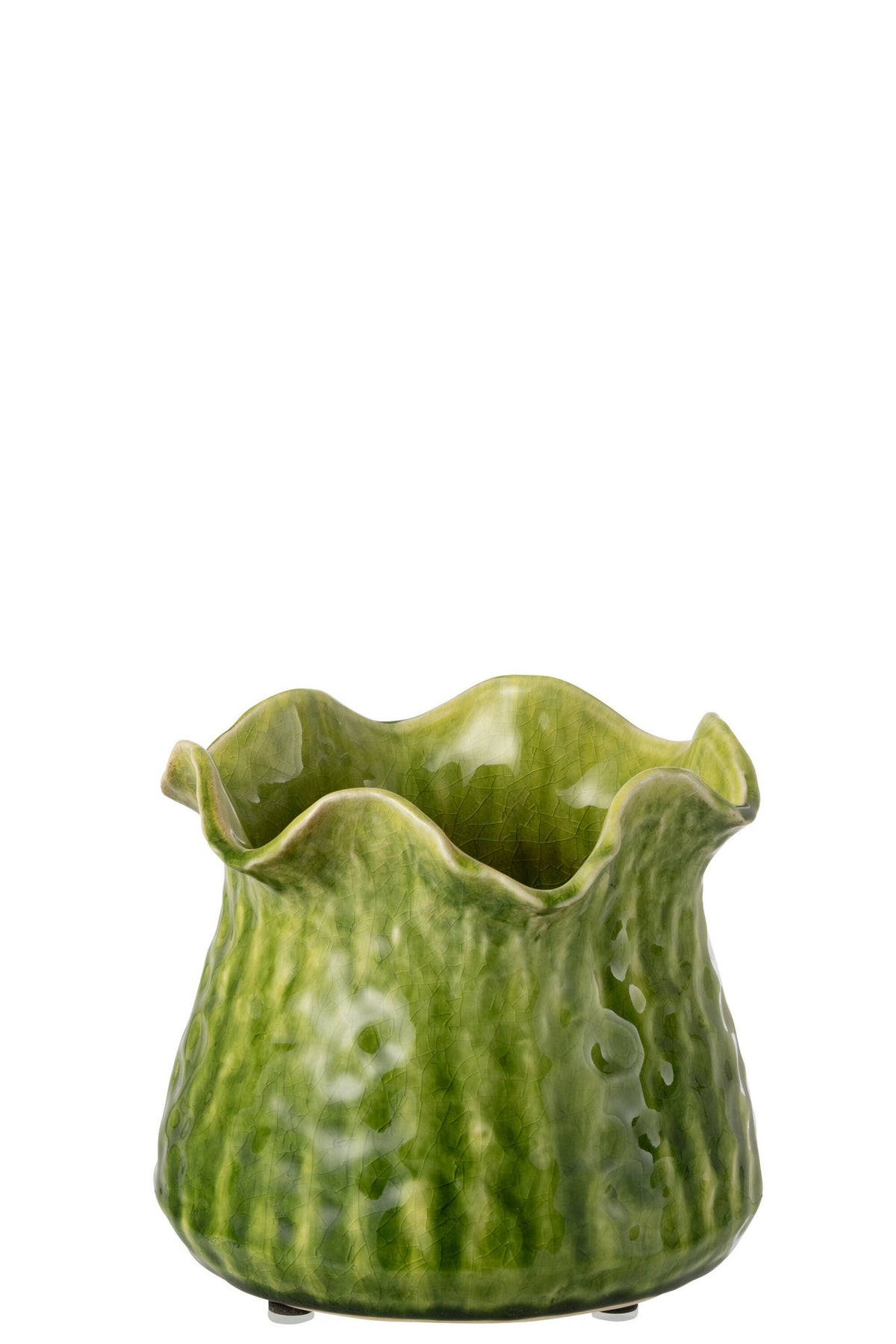J-Line bloempot Ronny Onregelmatig - keramiek - groen - L