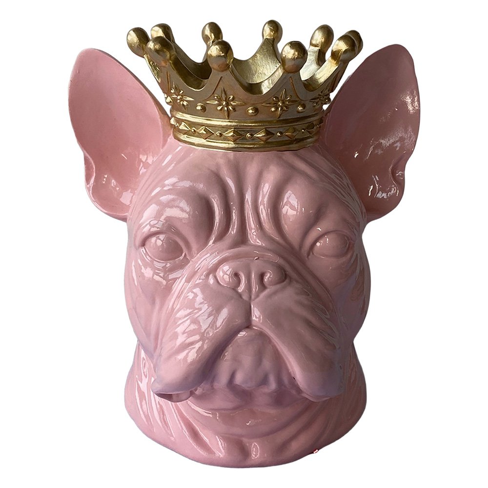 Decoratie Beeld Hond Roze Polyresin Beeld