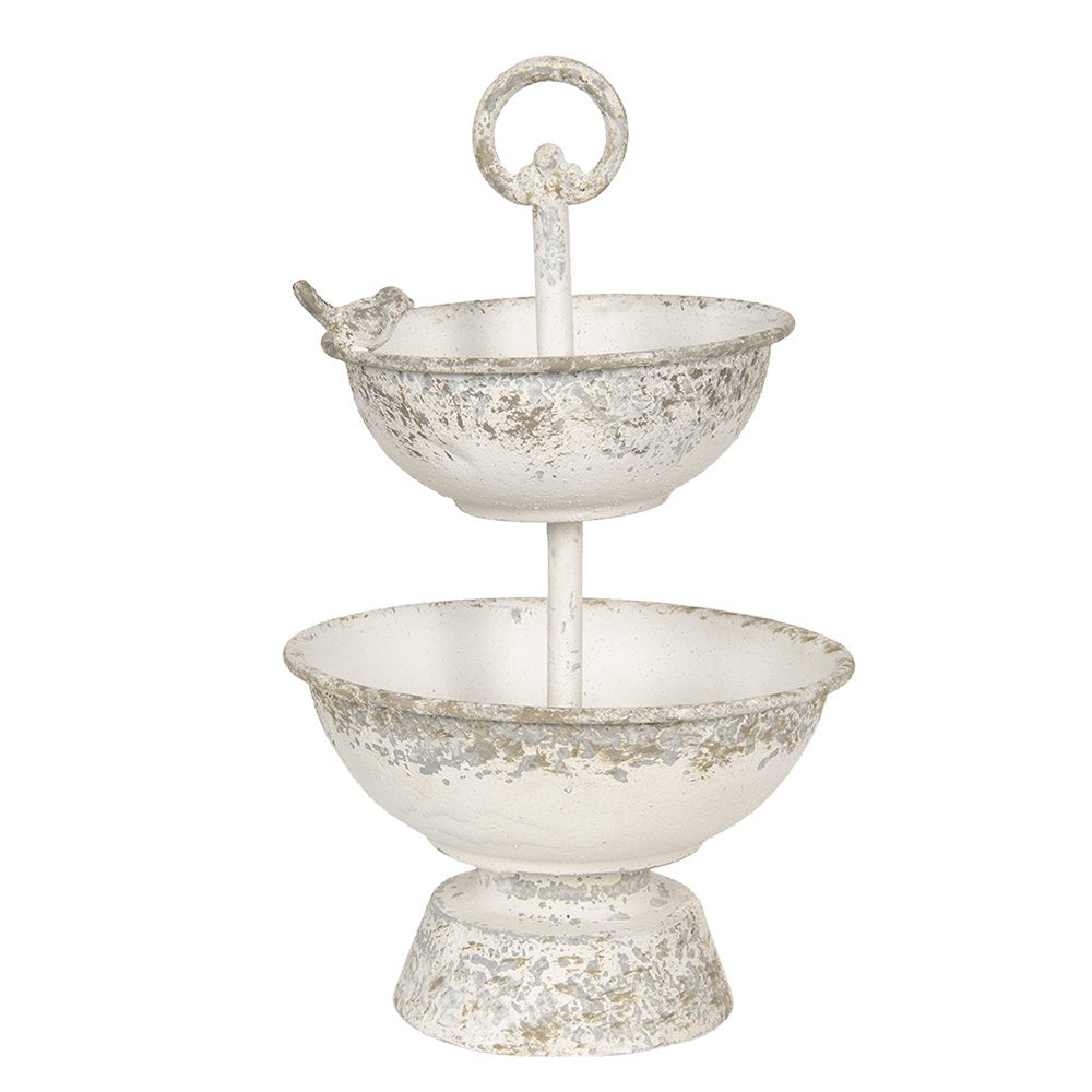 Etagère Ø 21x36 cm Wit IJzer Taartplateau op Voet