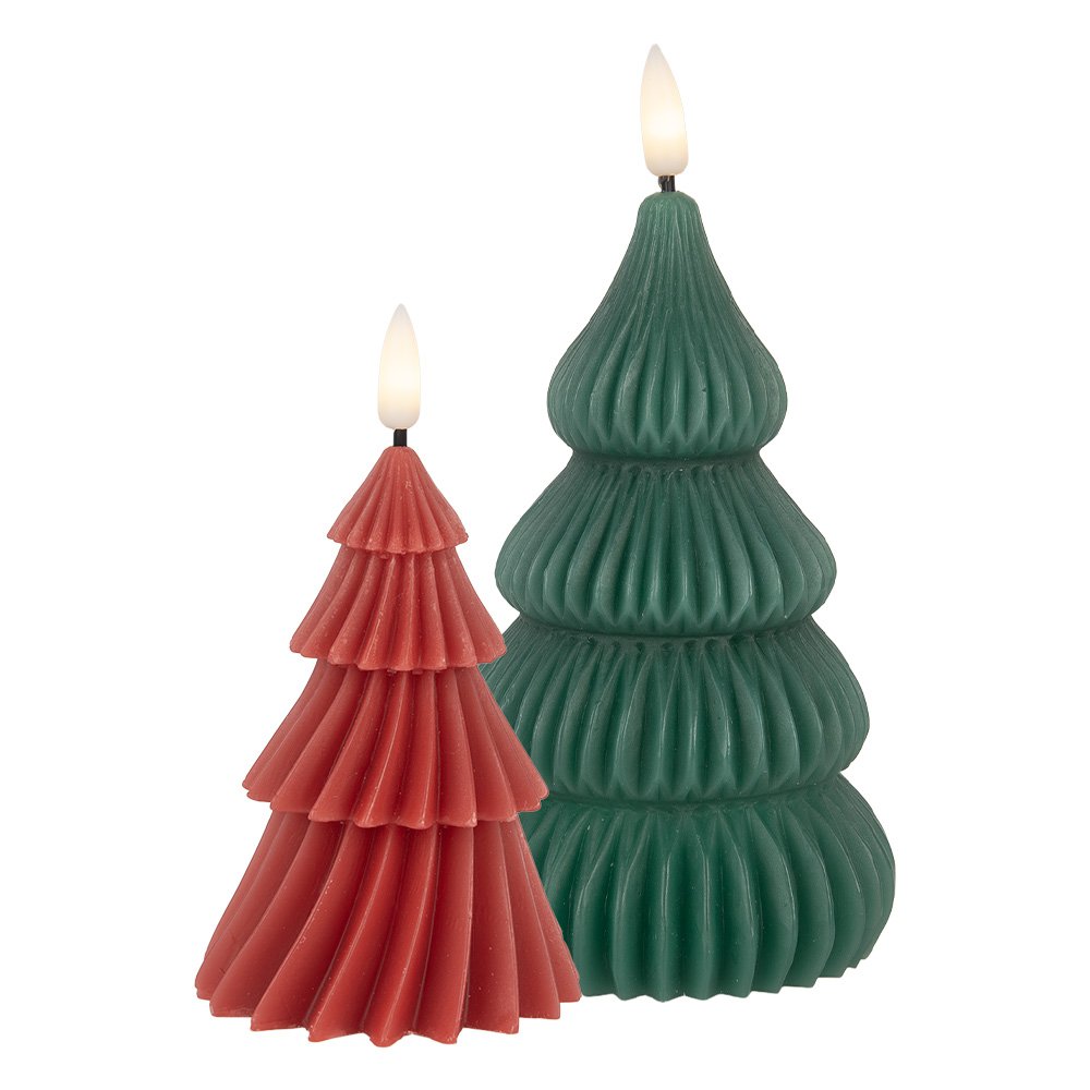 LED Kaars Kerstboom Ø 8x17 cm Groen Wax