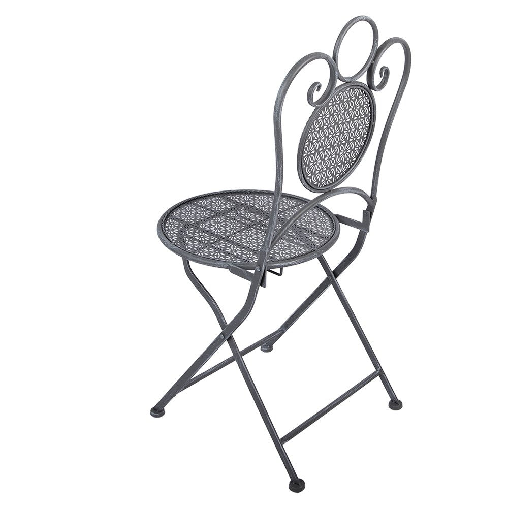 Bistroset Bistrotafel Bistrostoel 3-delig Ø 60x71 / 50x40x93 cm Grijs Metaal