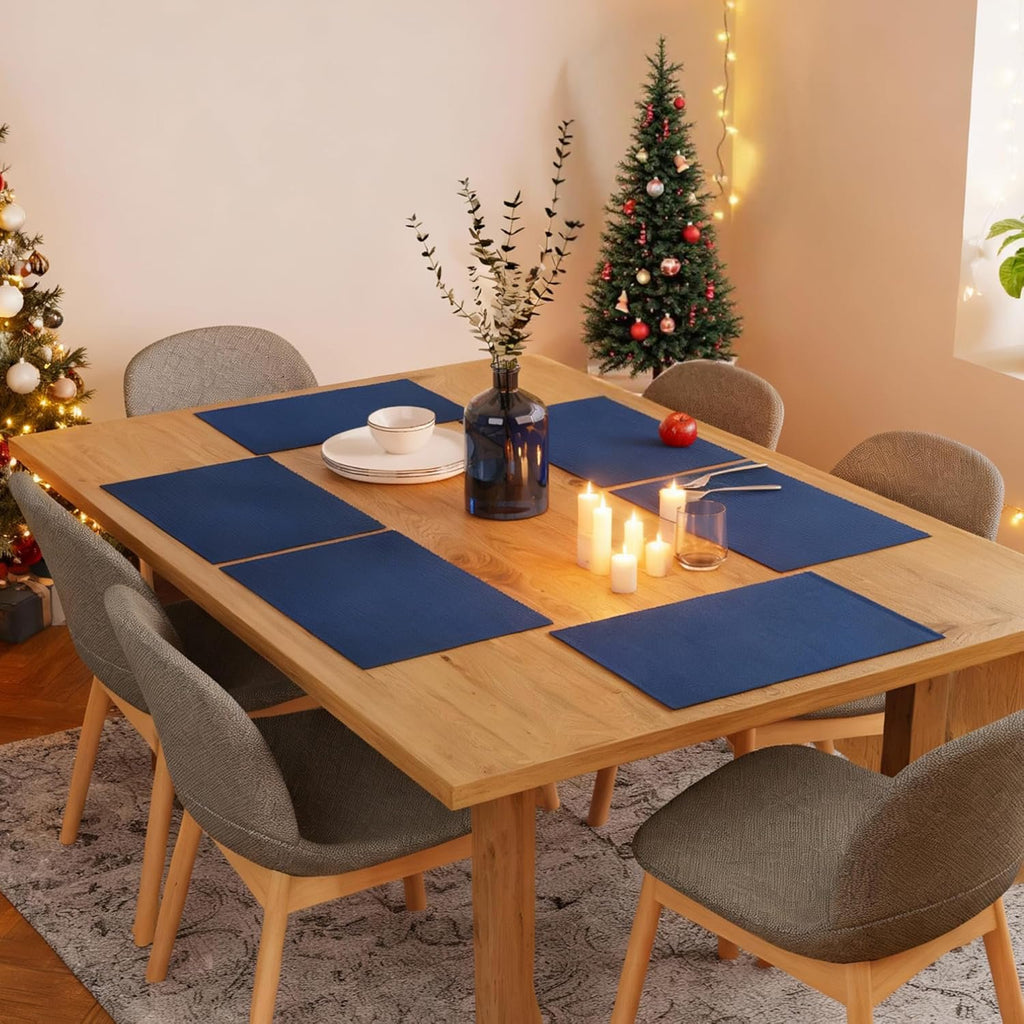 Eetplacemats – Geribbeld katoen – 48x32 cm, set van 6