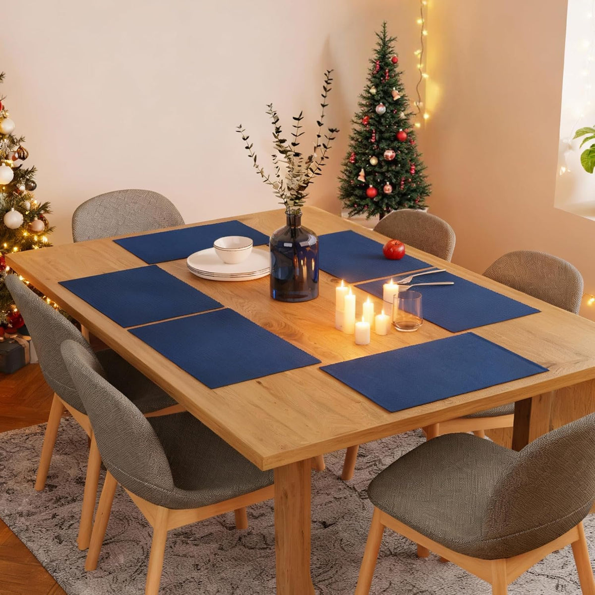 Eetplacemats – Geribbeld katoen – 48x32 cm, set van 6