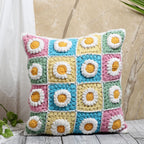 Handgehaakte kussenhoes met boho-bloemen - Premium katoen - 16x16 inch