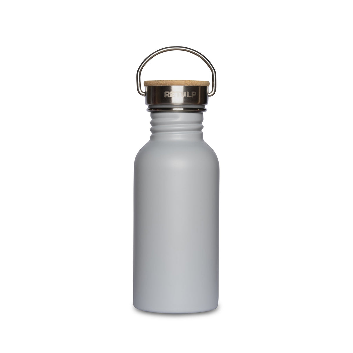 RVS drinkfles bamboe dop 500 ml steel Grey