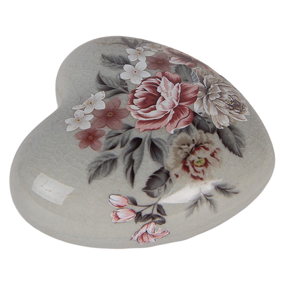 Decoratie Hart 8x8x4 cm Bloemen