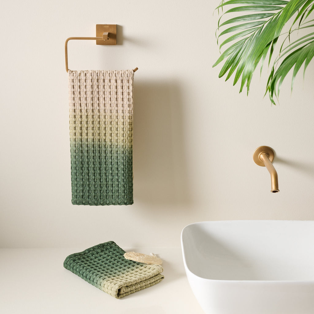 Katoenen bamboe wafelhanddoek - Dip Dye
