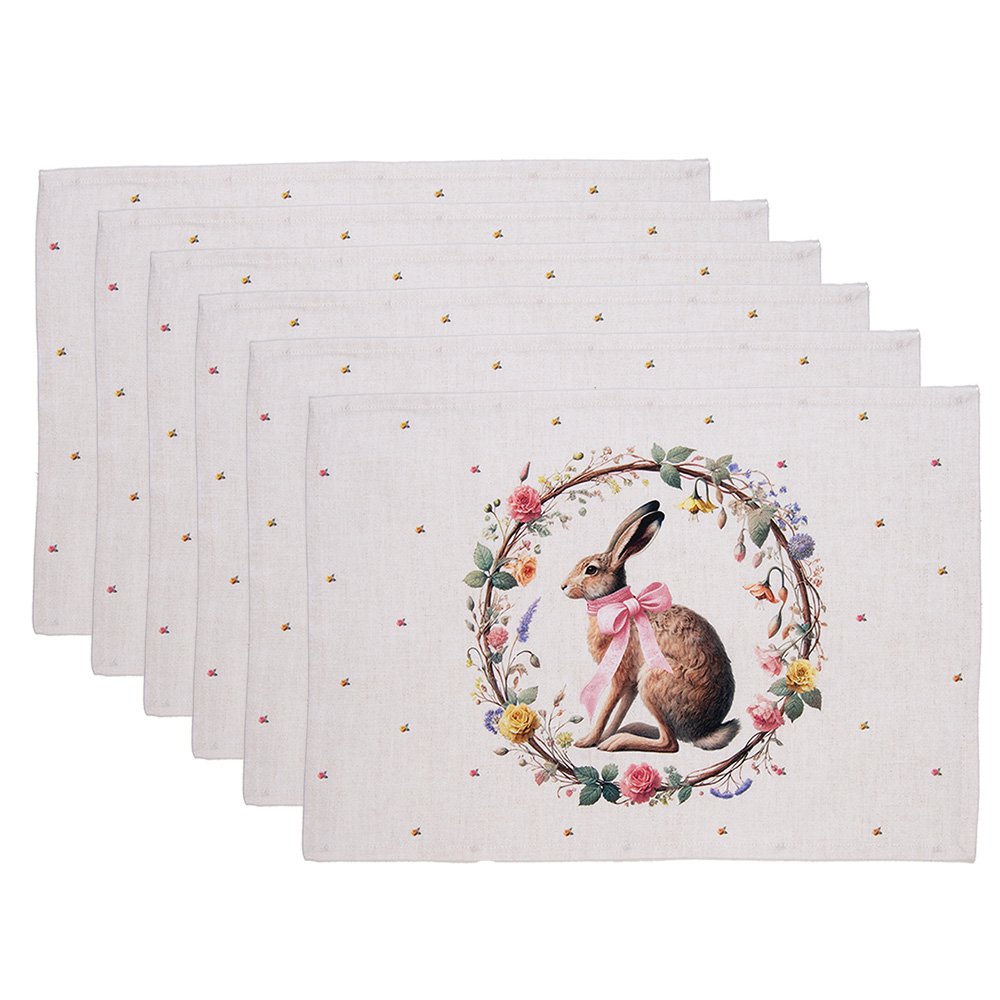 Placemats Set van 6 48x35 cm Beige Katoen
