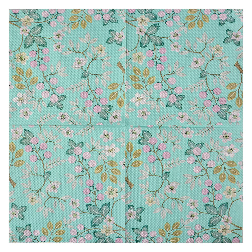 Servetten Papier Set van 20 33x33 cm Groen Papier Bloemen
