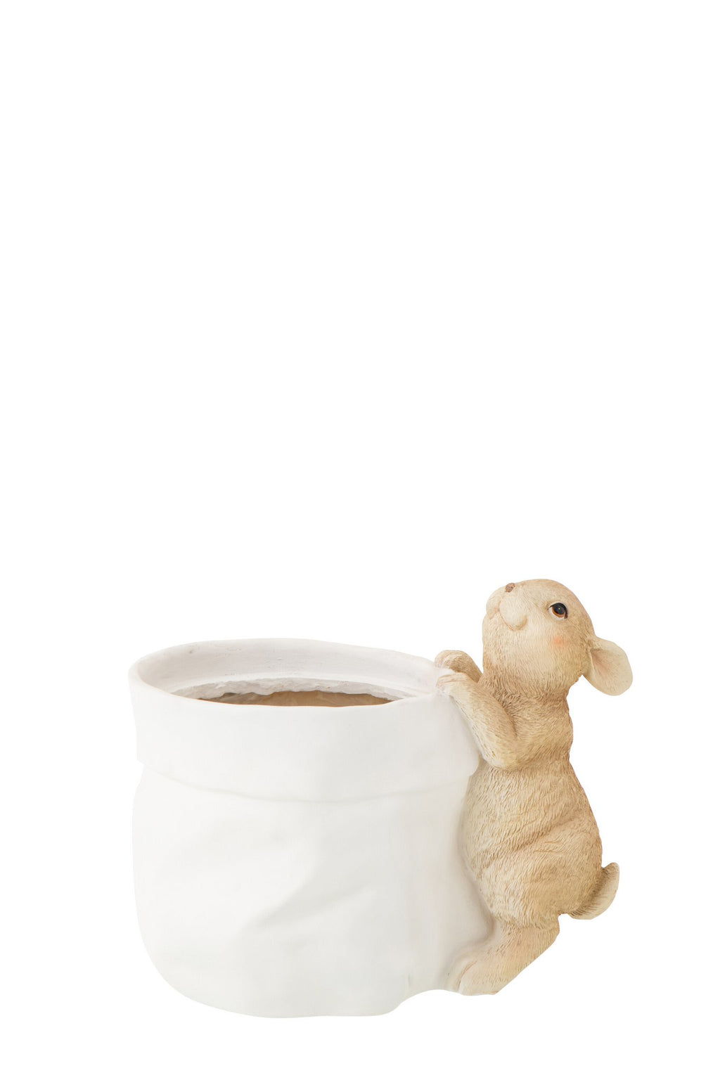 J-Line bloempot Konijn - polyresin - wit/beige