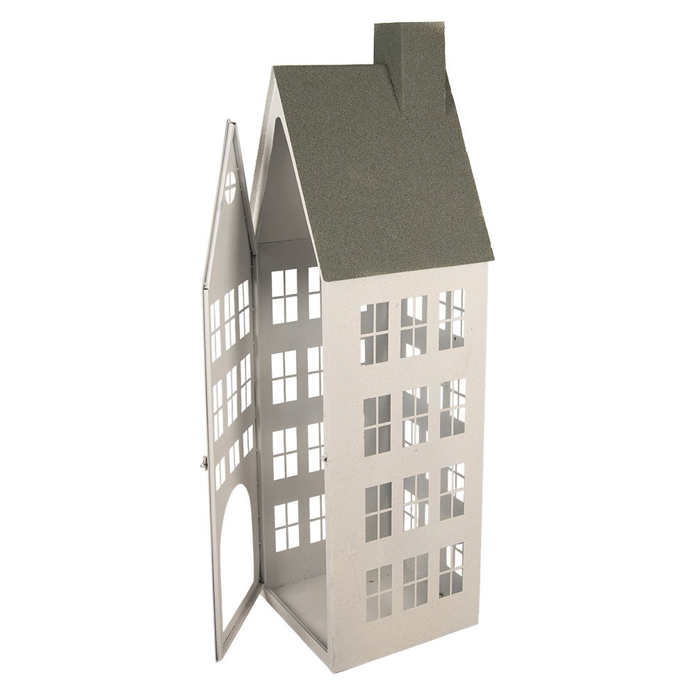 Decoratie Beeld Set van 3 Huis 38x38x142 / 26x26x105 / 18x18x63 cm Wit Metaal