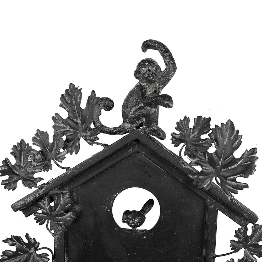 Wandklok 36x8x86 cm Grijs IJzer Bladeren Muurklok