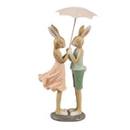 Decoratie Beeld Konijnen 12x10x26 cm Beige Kunststof