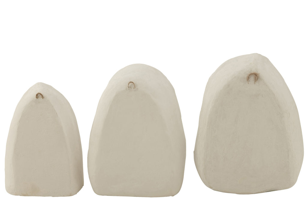 J-Line Set Van Drie Wandrekken Papier Mache Wit