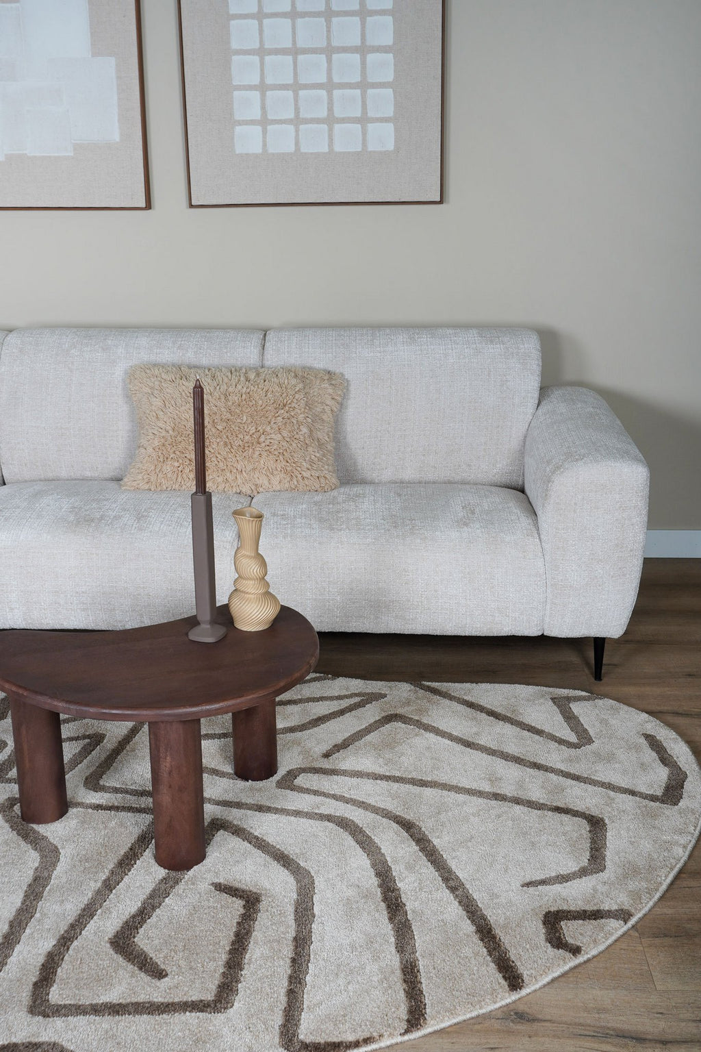 Vloerkleed Labyrint Beige - Organisch 160 x 230 cm