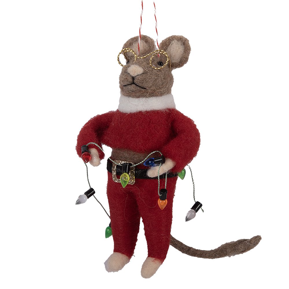 Decoratie Beeld Muis 5x7x13 cm Rood Vilt