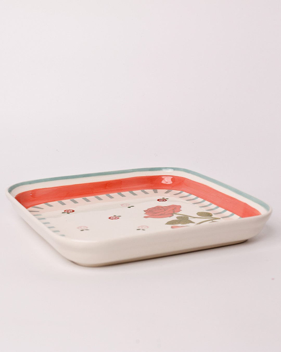 Serveerbord | Keramiek Handgeschilderd Vierkant | 20,5x20,5cm