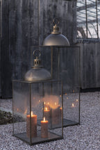 J-Line lantaarn Hagrid - glas/ijzer - brons - medium