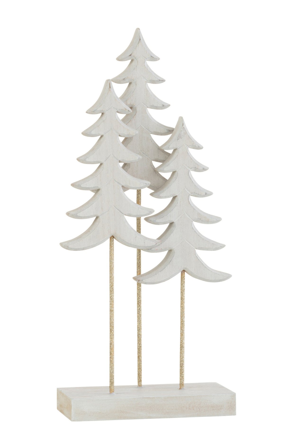 J-Line kerstboom op voet - hout- wit/goud - large