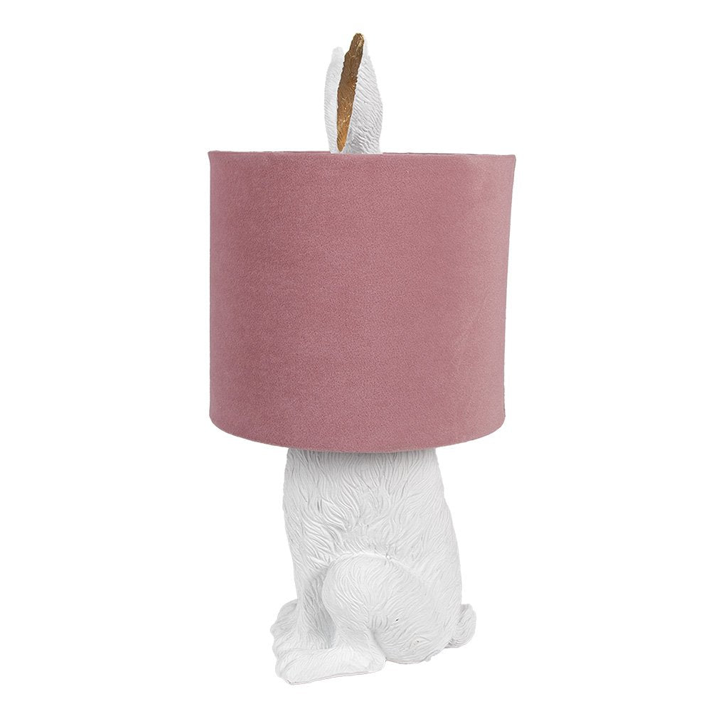 Tafellamp Konijn Ø 20x43 cm Wit Roze Polyresin Bureaulamp