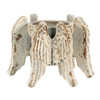 Kandelaar Vlugels 21x19x15 cm Grijs Beige Hout Kaarsenstandaard