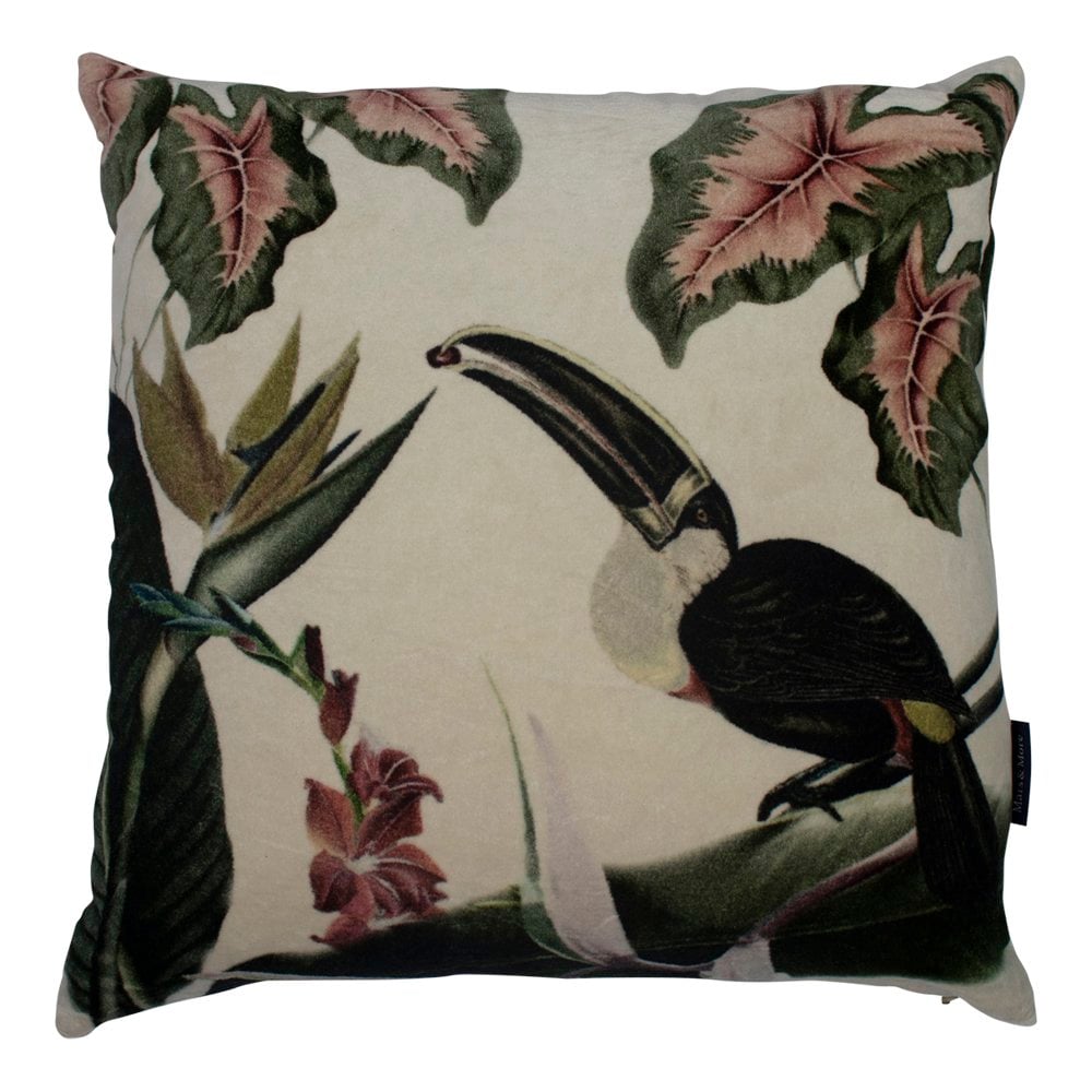 Kussen fluweel exotisch toekan 45x45cm