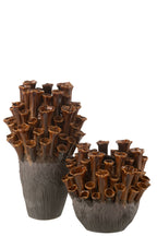 J-Line vaas Anemone - porselein - bruin/grijs - large - 46.5 cm hoog