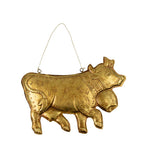 Hanger ijzer koe goud 27cm