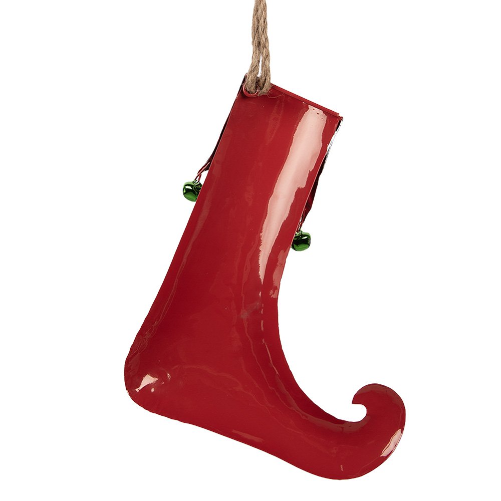 Decoratie Hanger Kerstsok 21x4x26 cm Rood Metaal