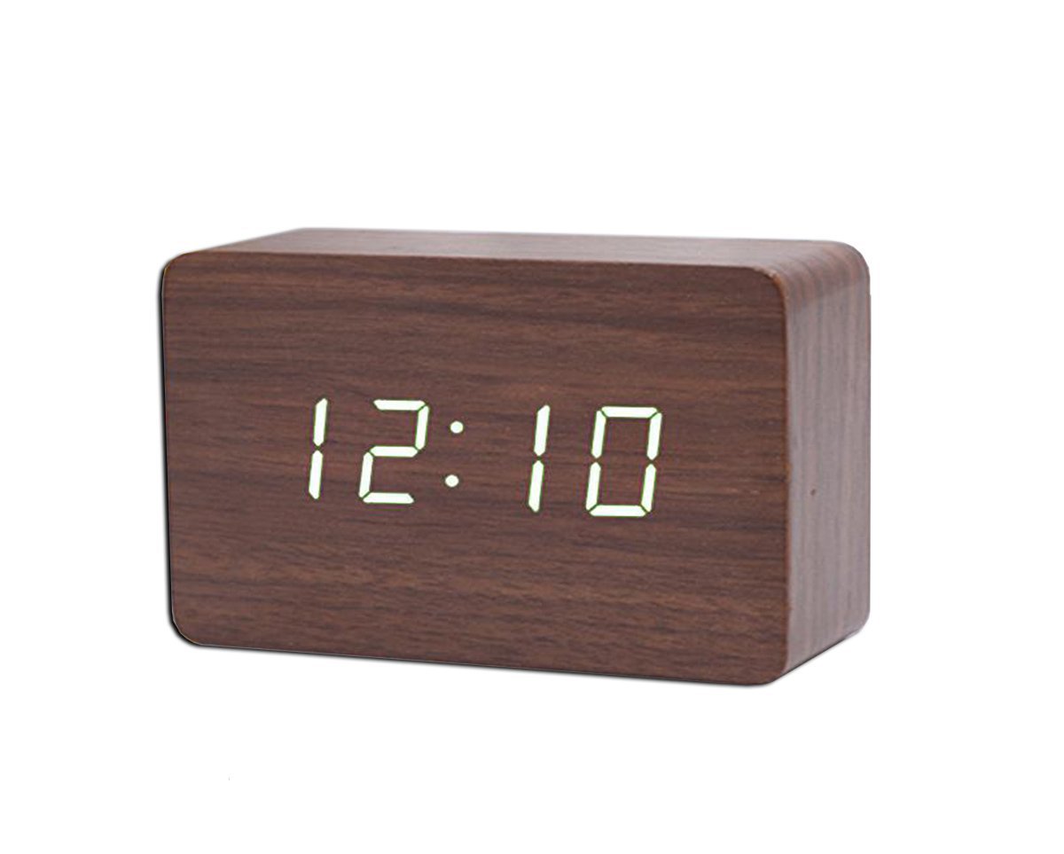 Houten wekker middel bruin