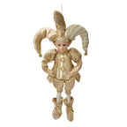 Decoratie hanger elf 14x10x38 cm beige textiel